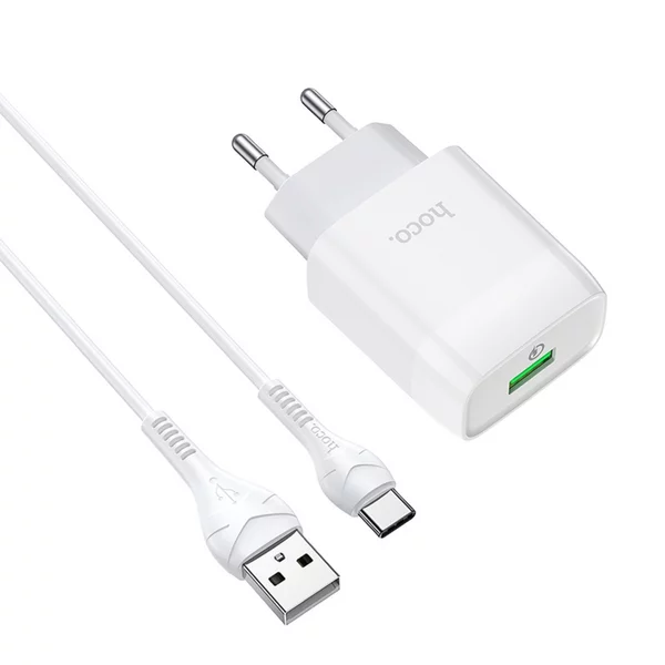 Сетевое зарядное устройство USB, кабель Type-C 1 метр