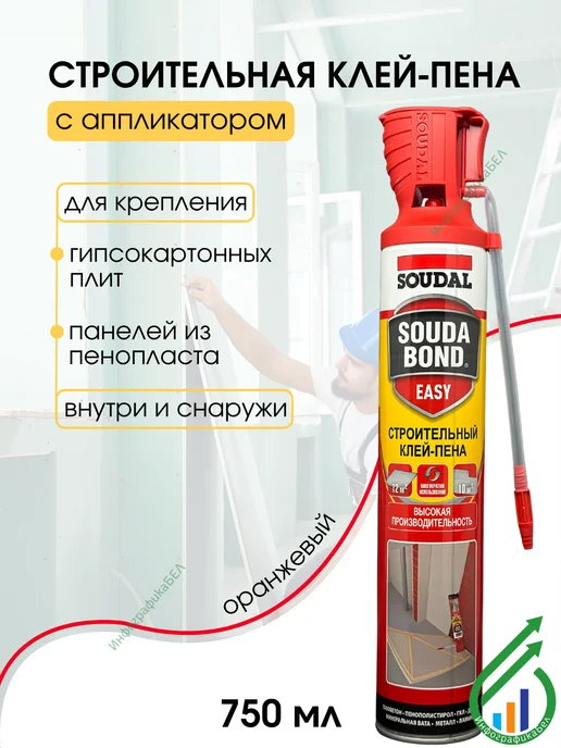 Soudal Клей-пена Soudabond Easy GENIUS GUN с аппликатором, 750 мл