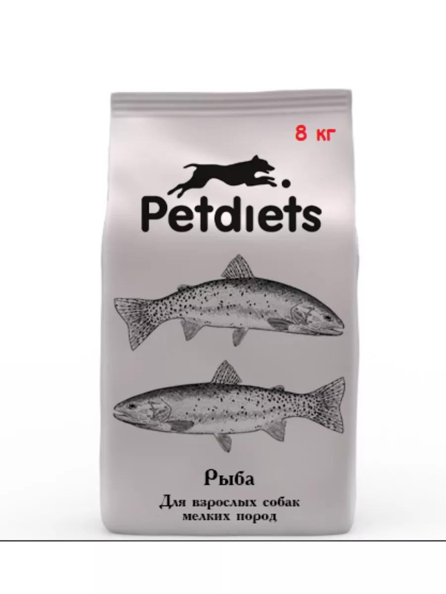 Petdiets Сухой корм для собак мелких пород рыба 8кг