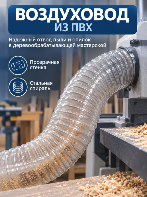Завод ТЕХ Воздуховод из поливинилхлорида ПВХ 80мм (5 метров), 5 м, фото 2