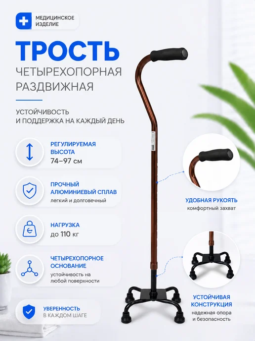 Ergoforce трость четырехопорная для пожилых, вариант
