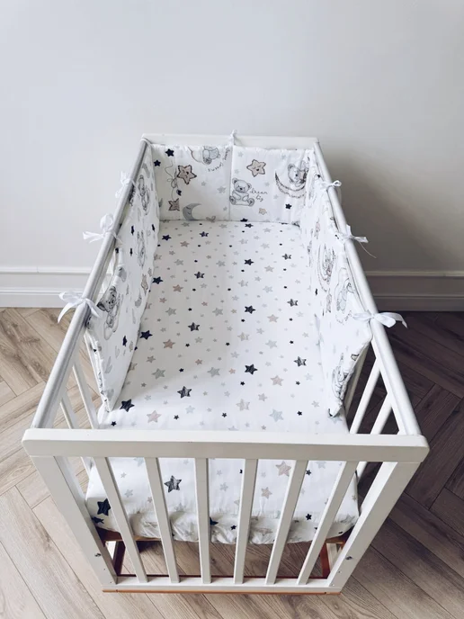 BABYTEX5 Бортик в кроватку для новорожденного 240*30 см - мишки, 240x30 см, фото 2