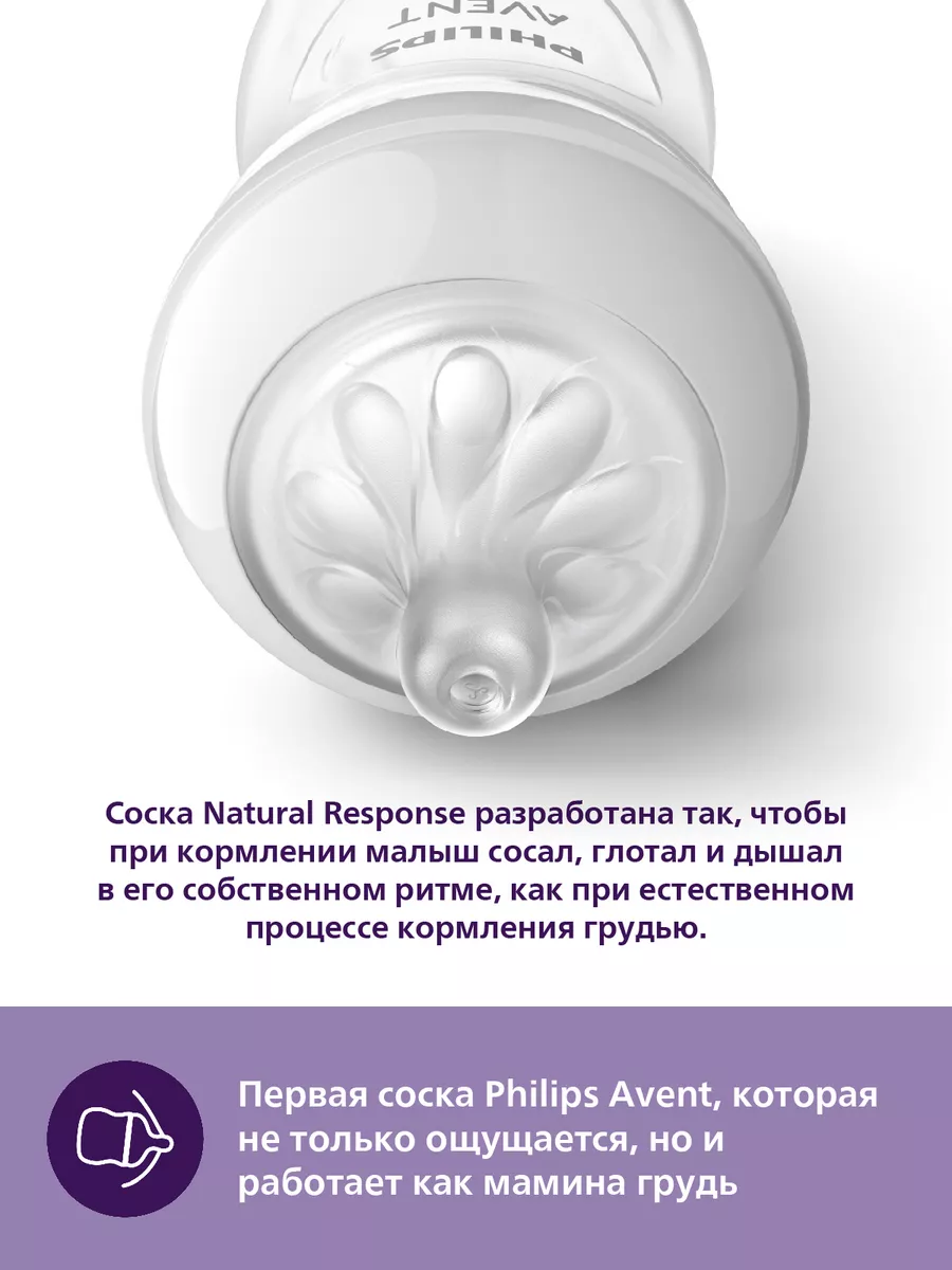 Philips AVENT Соска с медленным потоком Natural Response SCY961/02, 0мес+