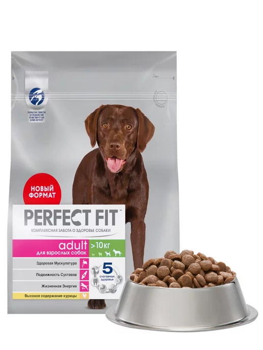Сухой корм PERFECT FIT для собак, взрослые, крупные, средние, курица, 1,4 кг, фото 6