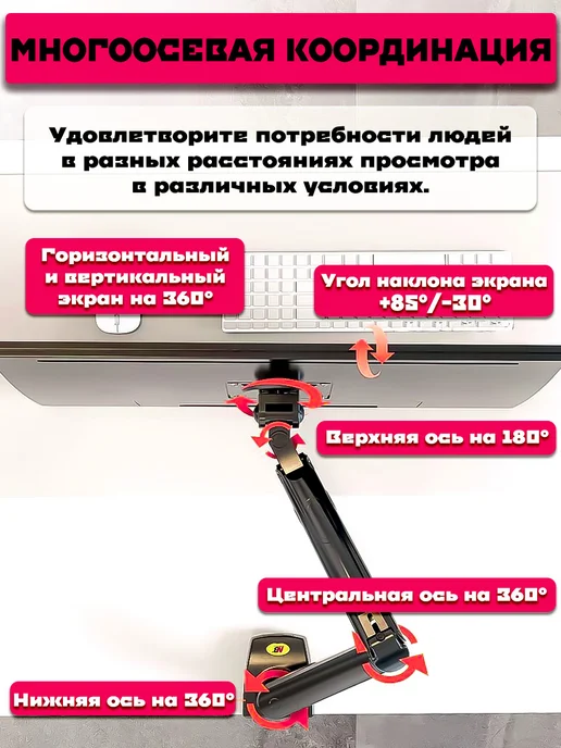 NB Кронштейн для монитора настольный,17"-30", вариант, фото 2