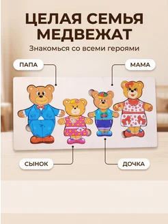 Сортер-вкладыш деревянный Конструктор-персонаж Головоломка . Цвет зеленый, голубой, красный, желтый. Вид 2.