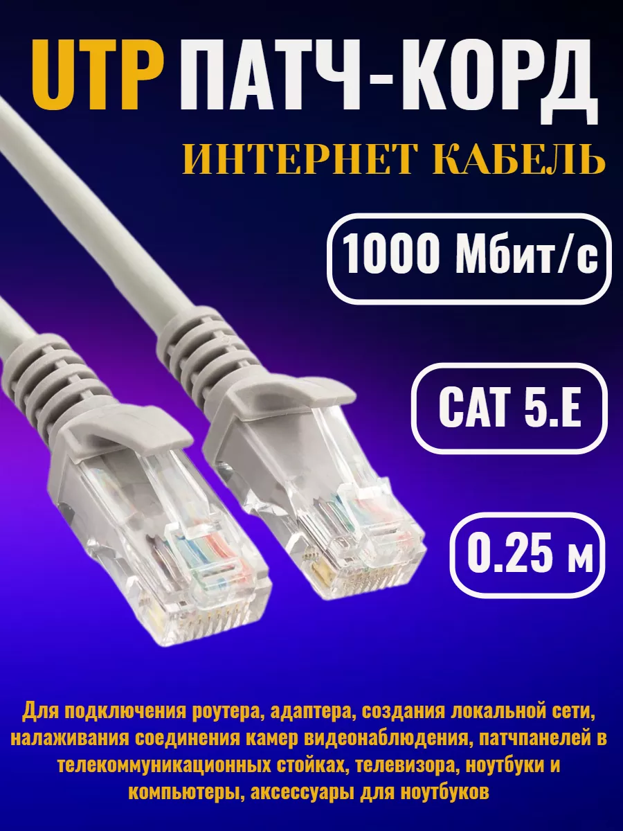 Патч-корд UTP RJ45, cat.5e, 2м (CableCom, UTP4)