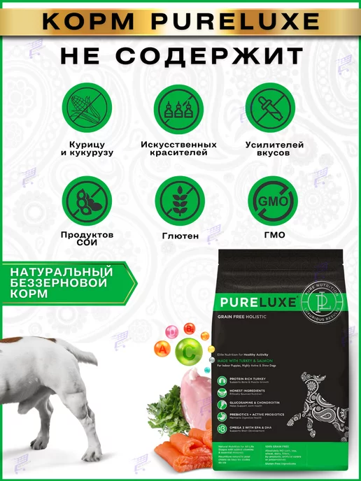 Сухой корм PureLuxe Активных для собак, щенки, 0,4 кг, фото 3