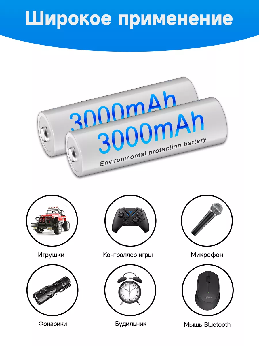 Аккумуляторные батарейки 1.2V 3000mAh 4шт + кейс Palo 188024129 купить за  725 ₽ в интернет-магазине Wildberries