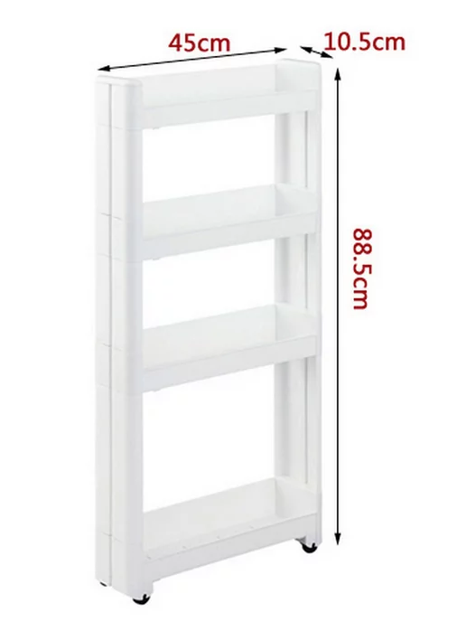 Sanada Узкая этажерка для ванной и кухни на колесиках 45х10,5х66 см, 10.5x45x88.5 см, фото 2