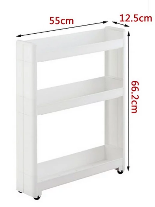 Sanada Этажерка для кухни и туалета на колесиках 12,5х55х66,2 см, 12.5x55x66.2 см, фото 2