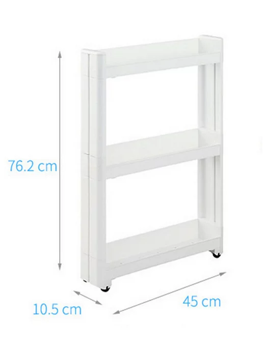Sanada Узкая этажерка для ванной и кухни на колесиках 45х10,5х66 см, 45x10.5x76.2 см, фото 2