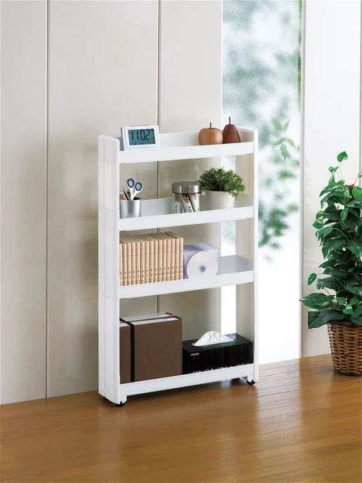 Sanada Узкая этажерка для ванной и кухни на колесиках 45х10,5х66 см, 55x12.5x88.5 см, фото 3