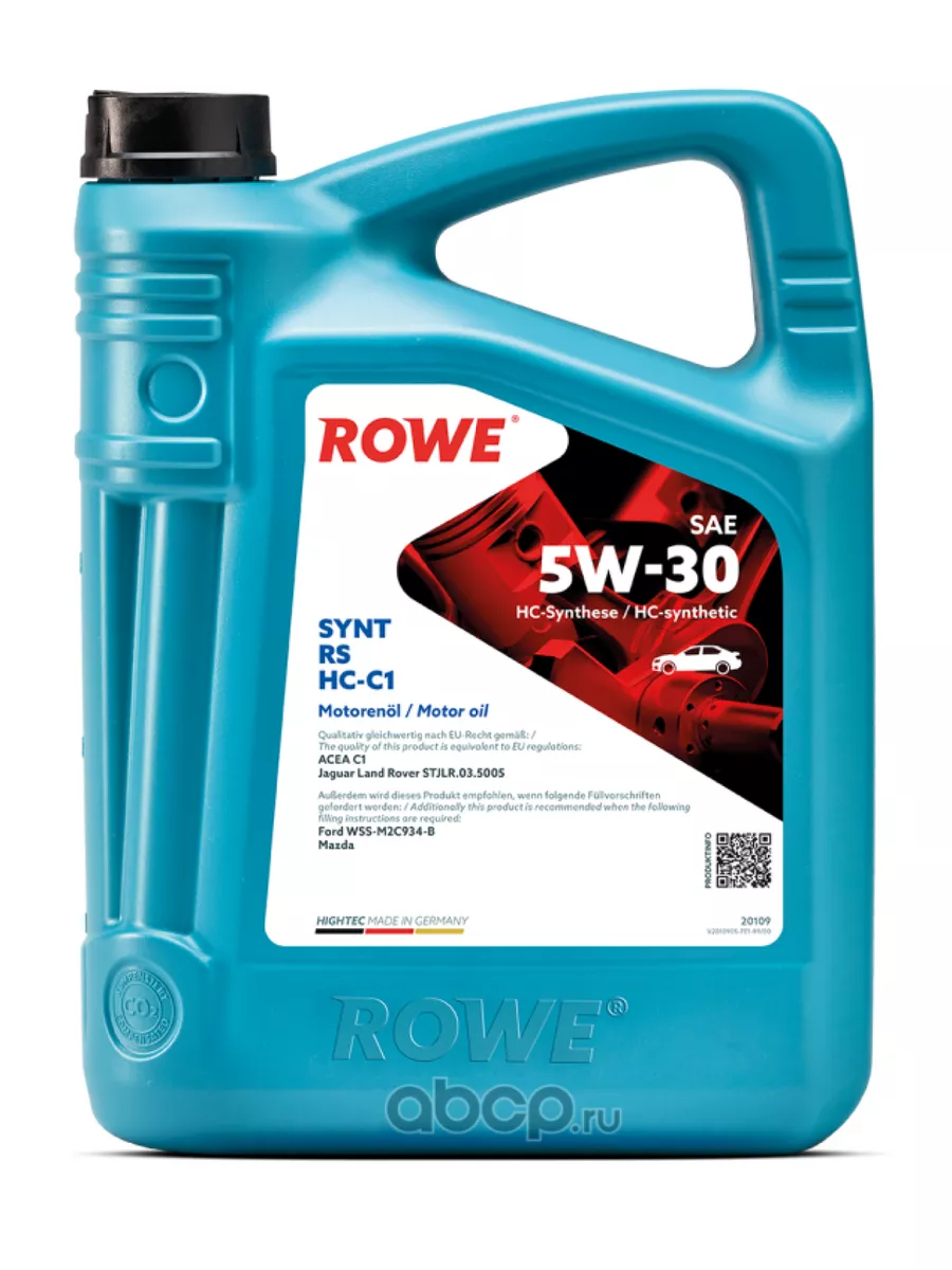 Масло моторное для авто синтетическое 5W-30 5л. Rowe 188089648 купить за 8  586 ₽ в интернет-магазине Wildberries