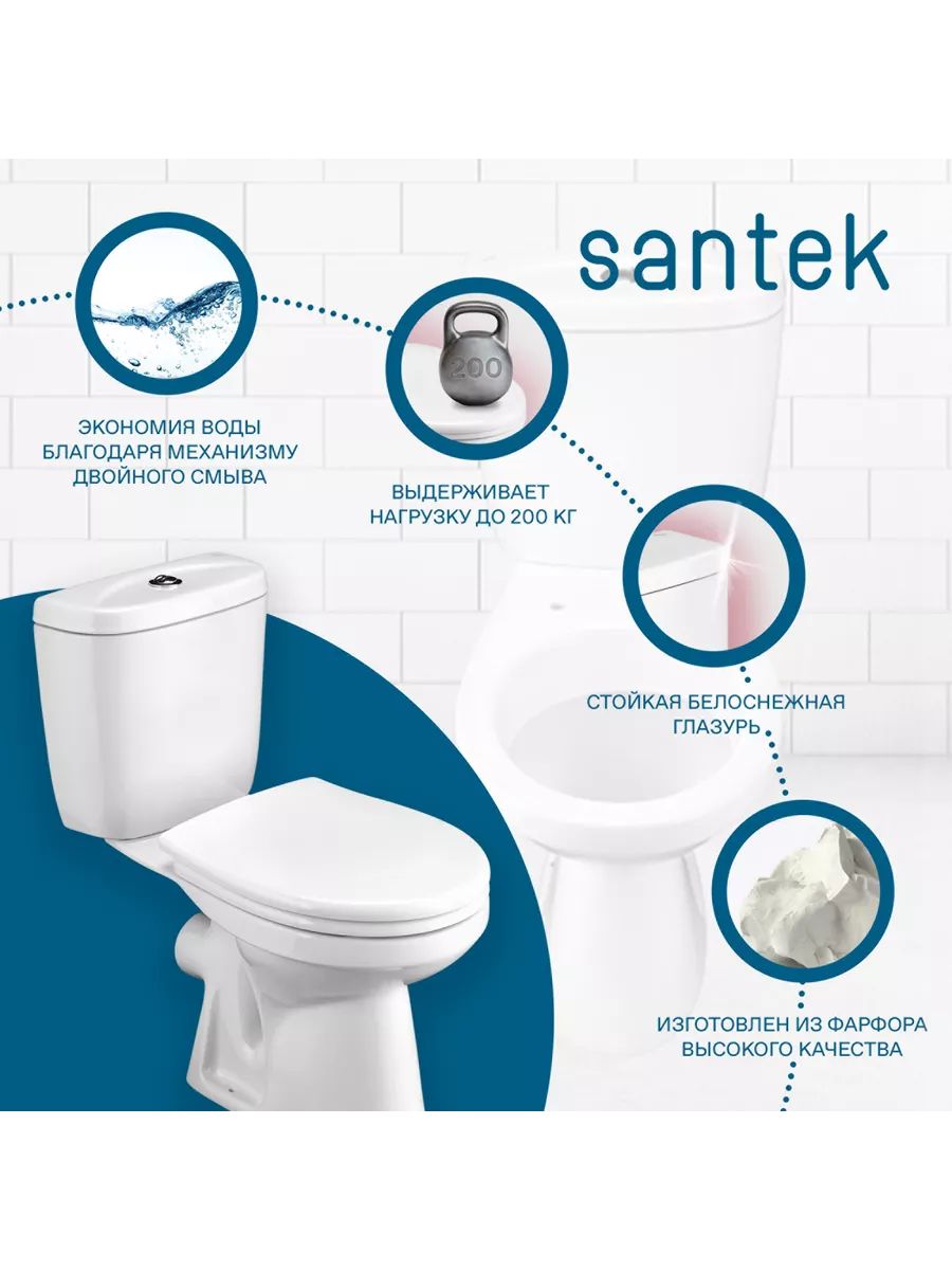 Унитаз напольный с бачком Анимо SANTEK 188157478 купить за 13 218 ₽ в  интернет-магазине Wildberries