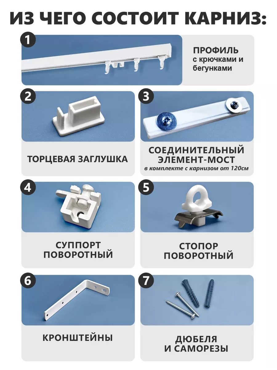 Карниз для штор двухрядный на стену белый 300 см Карниз и сервис 188227525  купить за 3 236 ₽ в интернет-магазине Wildberries