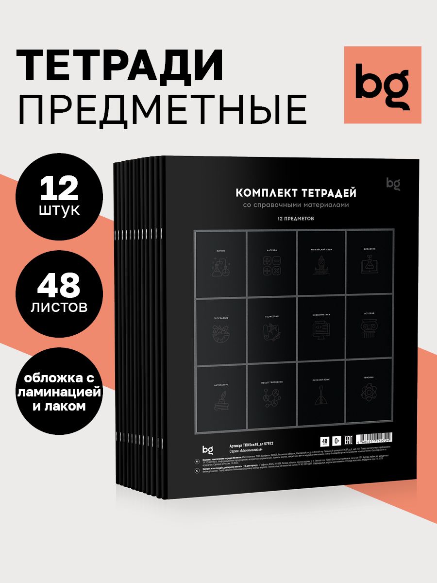 Тетради предметные, 48 листов, 12 предметов BG 188231132 купить за 525 ₽ в  интернет-магазине Wildberries