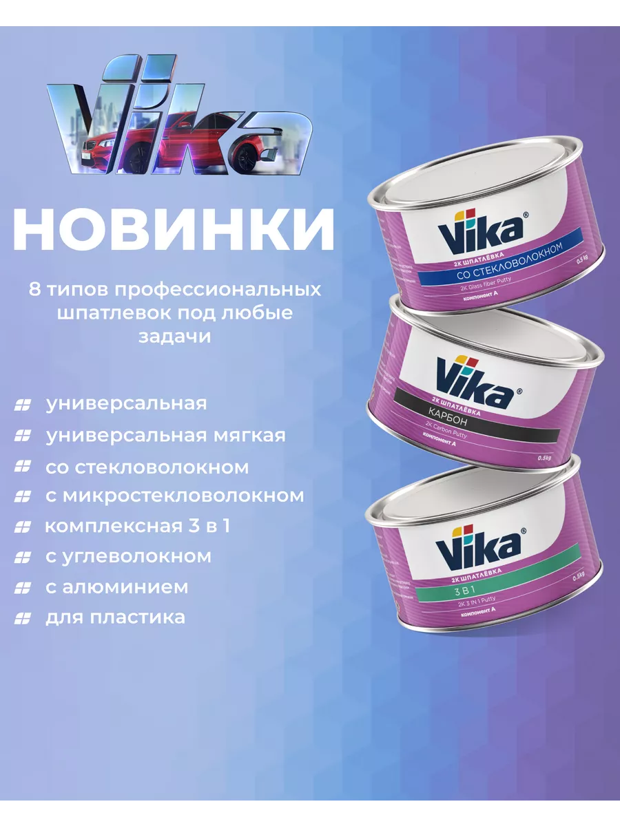 Шпатлевка универсальная мягкая Vika, 0.5 кг + отвердитель VIKA 188271551  купить за 545 ₽ в интернет-магазине Wildberries