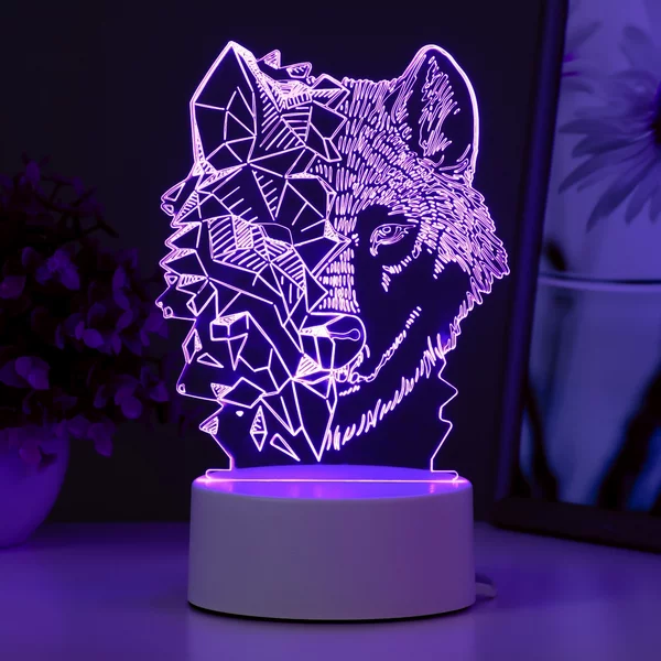 Подарок Ночник-светильник Волк LED RGB 13,5 × 9,5 × 17,6 см