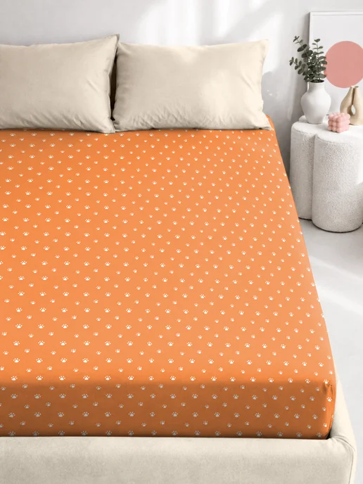 Uniqcute Простынь на резинке поплин 160х200х25см, желтый, фото 7