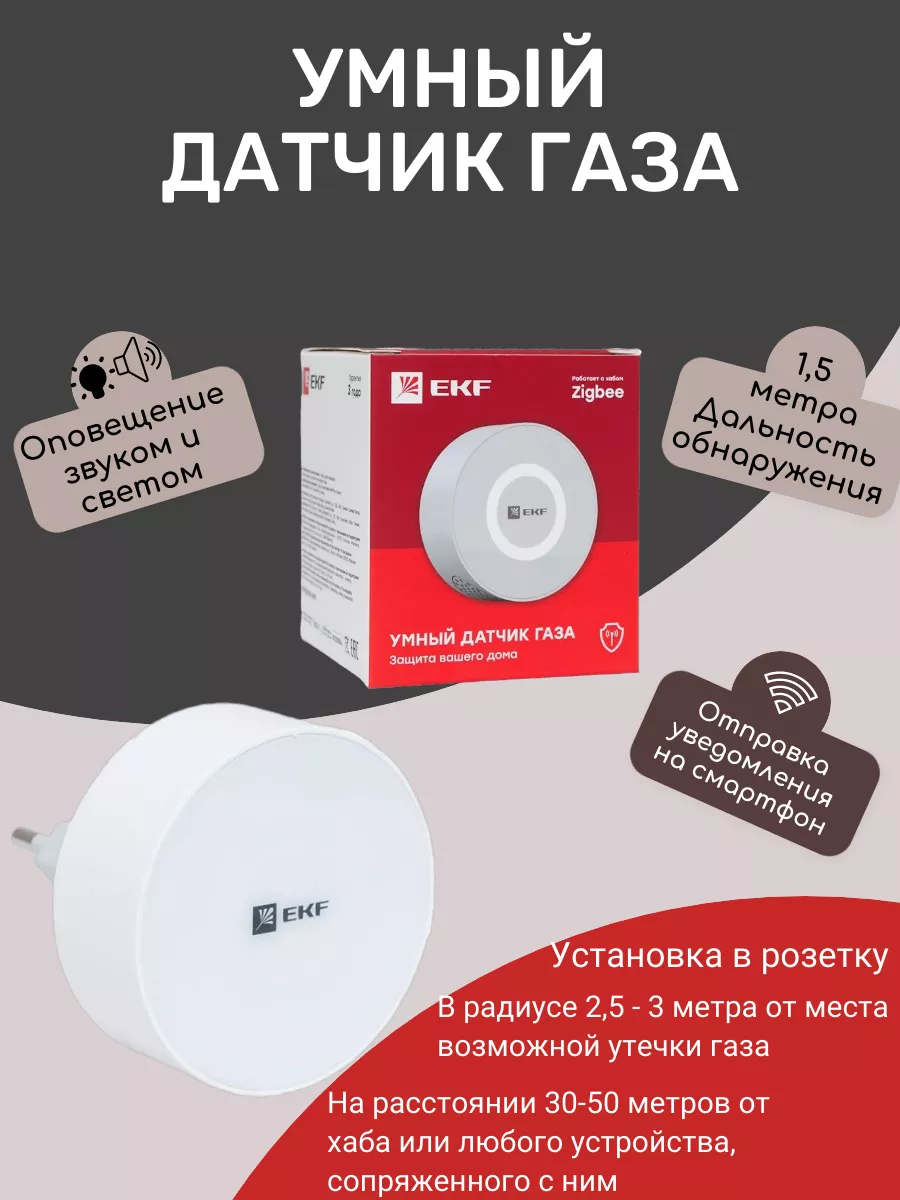 Умный датчик газа Zigbee Connect EKF 188496523 купить за 1 872 ₽ в  интернет-магазине Wildberries