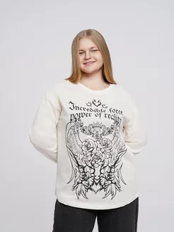 Лонгслив Plus Size с принтом ТВОЕ 188507483 купить за 401 ₽ в интернет-магазине Wildberries