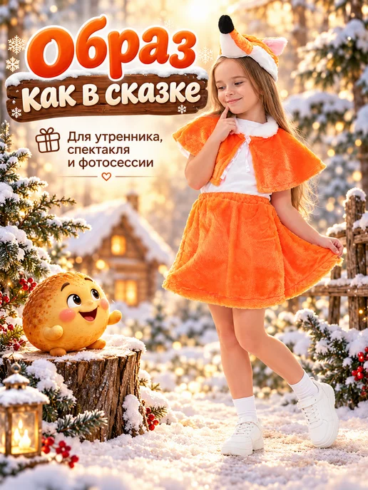 Lemon Tree Новогодний карнавальный костюм Лисица, белый, фото 4