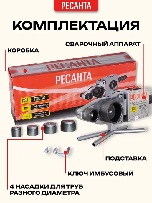 РЕСАНТА Аппарат для сварки труб АСПТ-2000А, вариант, фото 4