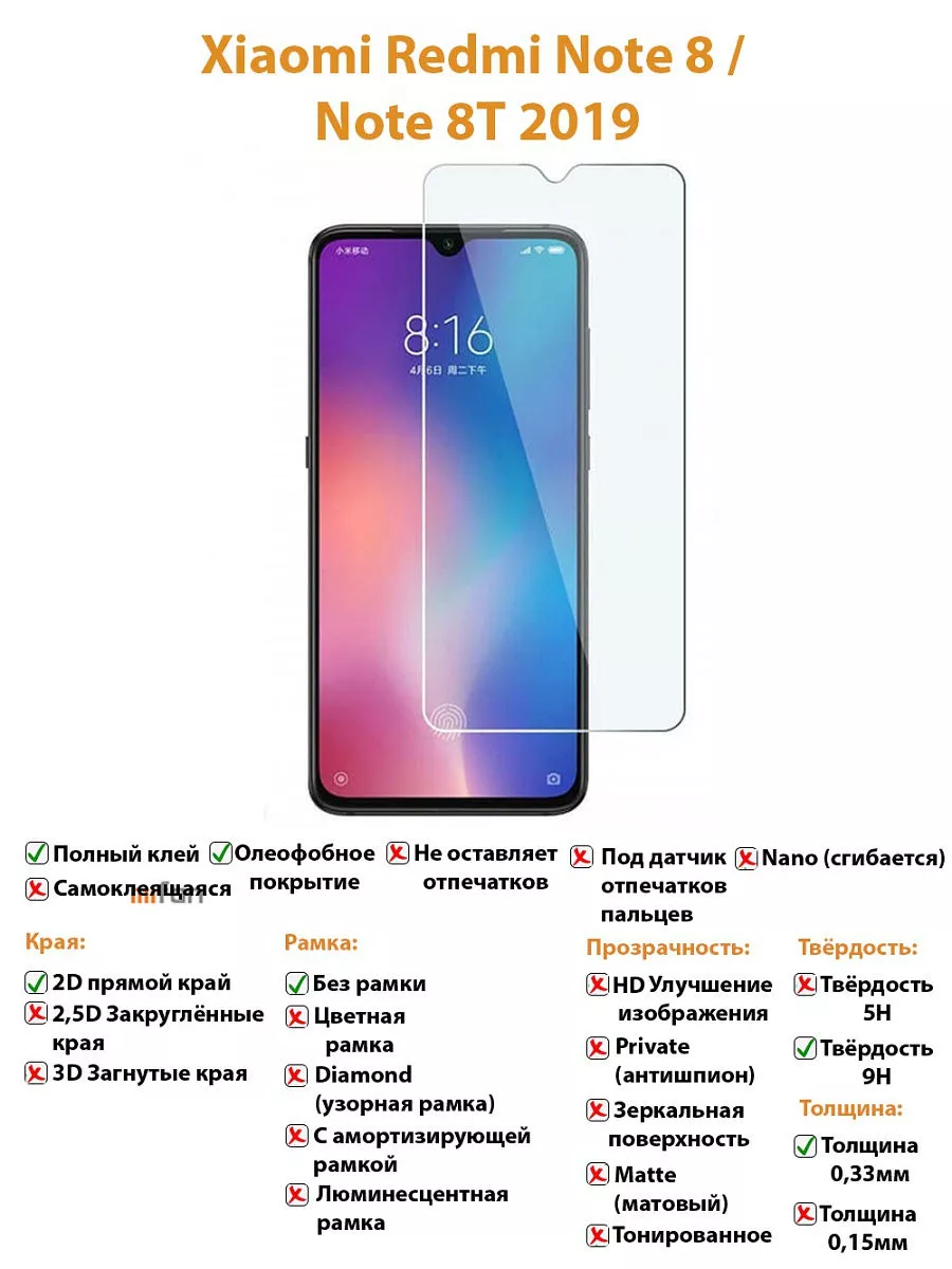 Защитное стекло для Xiaomi Redmi Note 8 2019/2021 NIK accessories 188564319  купить за 130 ₽ в интернет-магазине Wildberries