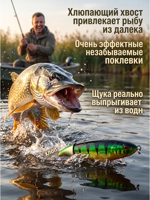 Proberos Воблер квокер 12гр. 10см. булькающий, хлюпающий для рыбалки, 12 г, фото 2