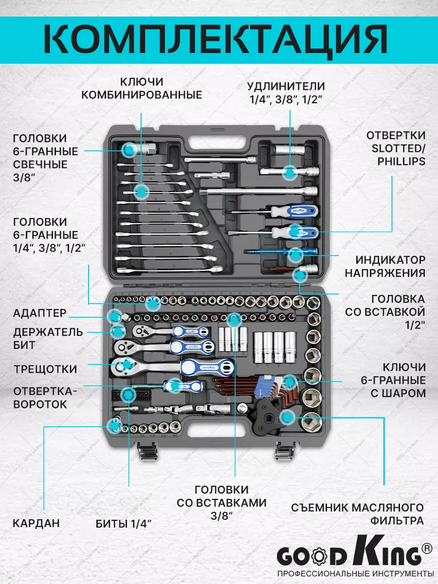 Большой набор инструментов для мотоцикла и автомобиля GOODKING 188603399  купить за 8 355 ₽ в интернет-магазине Wildberries