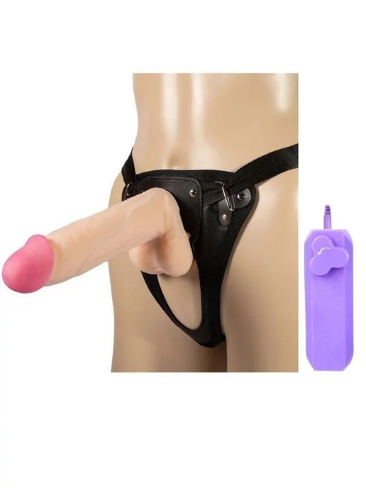 Bestsex Страпон с вибрацией 22см, бежевый