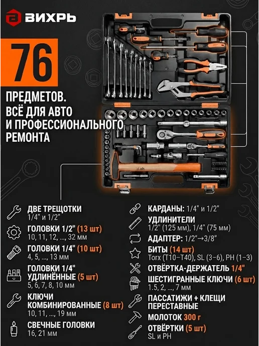 Набор инструментов для автомобиля и дома мужской в чемодане — фото 4