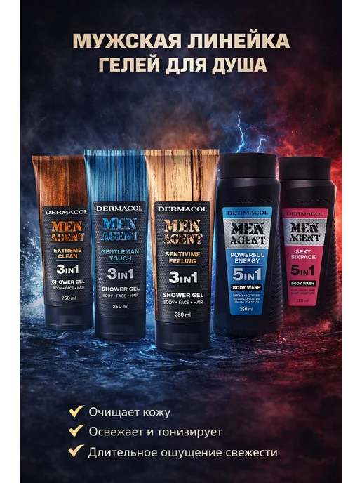 Dermacol Гель для душа 3в1 EXTREME CLEAN, 250 мл, фото 2