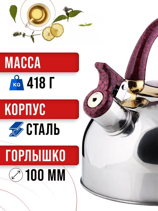 Чайник со свистком для плиты 2,5 л - фото 4