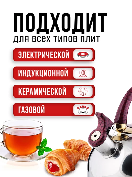 Чайник со свистком для плиты 2,5 л - фото 5