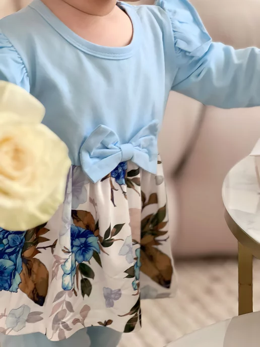 Micromoda kids luxury Костюм для новорожденной малышки нарядный на 1 год, голубой, фото 6