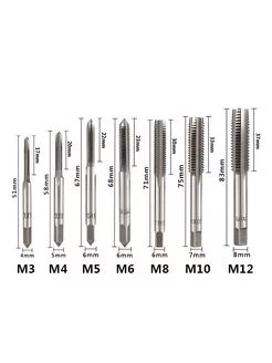 Набор метчиков M3-M12 с метчикодержателем, 8 предметов XCAN 188819634 купить за 740 ₽ в интернет-магазине Wildberries