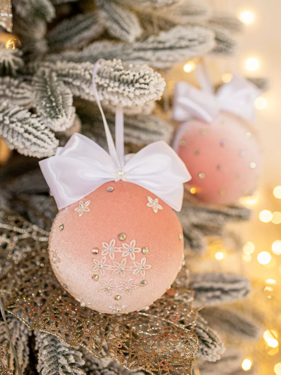 Шикарные новогодние шары из фоамирана, ёлочные игрушки канзаши, DIY Christmas Tree Decoration