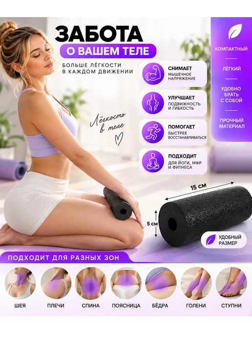FitMil Набор для МФР 2 в 1 ролик и двойной мяч для йоги и фитнеса, черный, фото 6