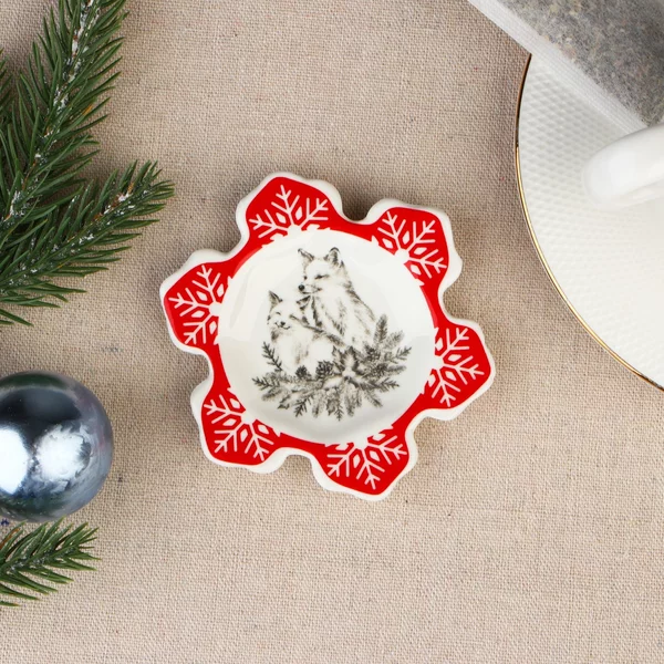 Новогодняя подставка для чайных пакетиков,керамическая