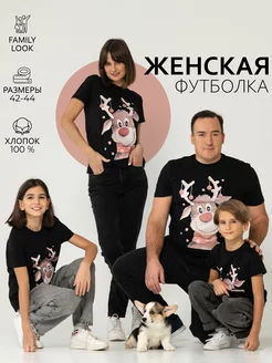 Футболка новогодняя с принтом для фотосессии family look PromoKOT 189081149 купить за 693 ₽ в интернет-магазине Wildberries