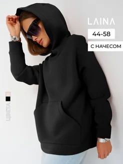 Худи оверсайз с капюшоном теплое с начесом LAINA 189085655 купить за 1 438 ₽ в интернет-магазине Wildberries