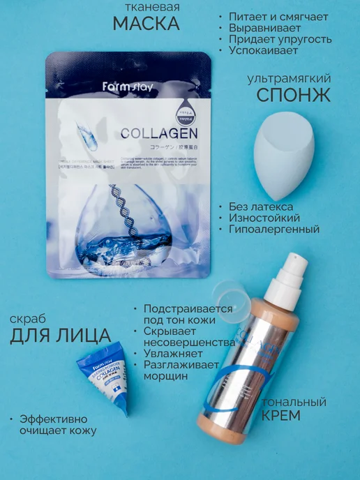 KOMA Professional Подарочный набор уходовой косметики Collagen, голубой, фото 3