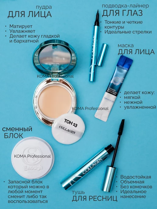 KOMA Professional Подарочный набор уходовой косметики Collagen, голубой, фото 5