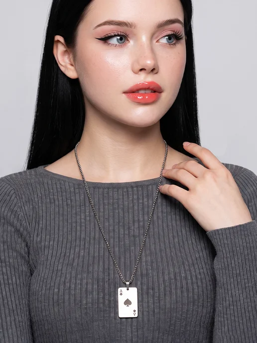 Polovinka Подвеска на шею с цепочкой карта туз пик, вариант, фото 2