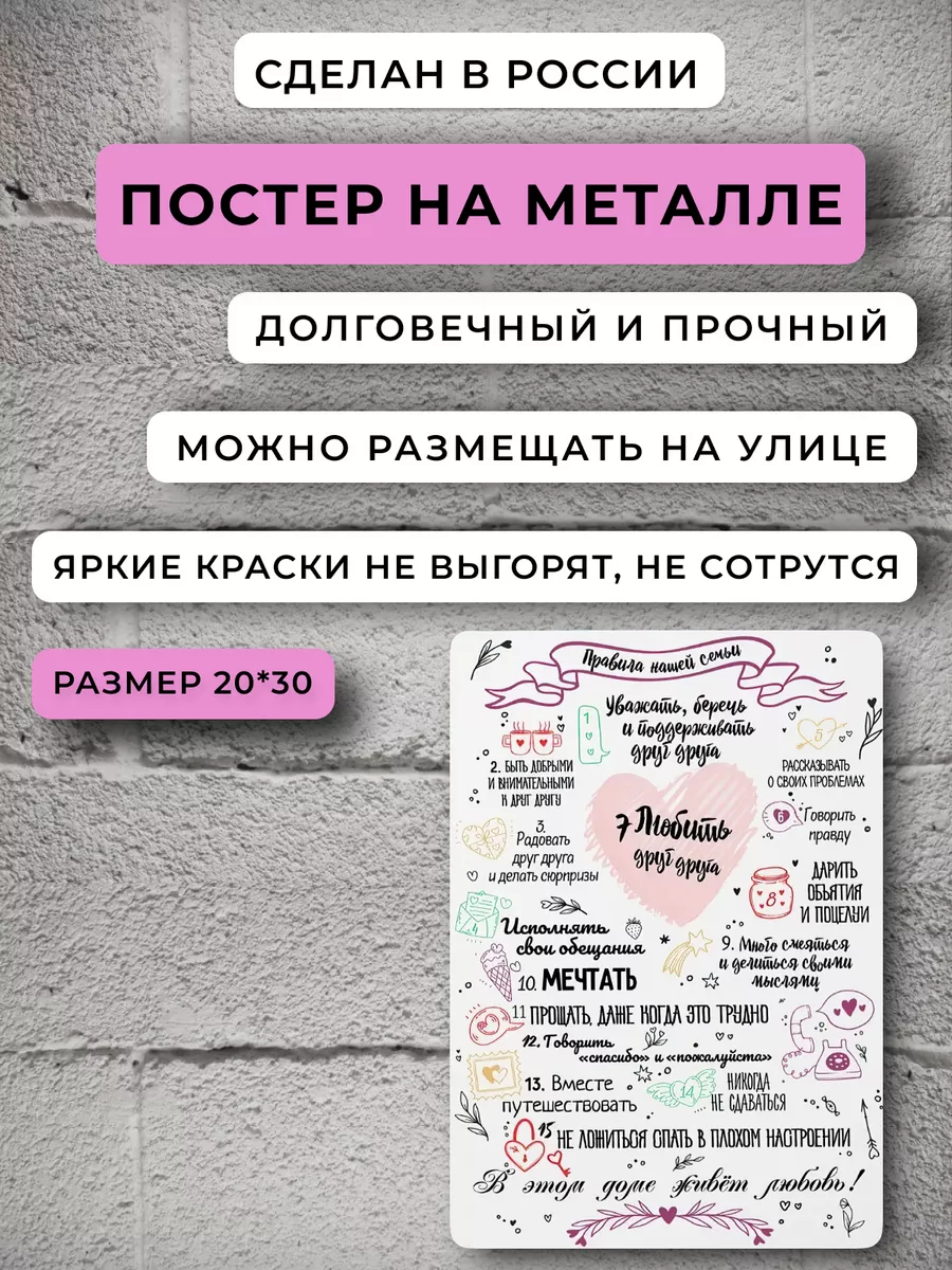 Постер подарок семейной паре Декор для дома ПРАВИЛА 189152491 купить за 823  ₽ в интернет-магазине Wildberries