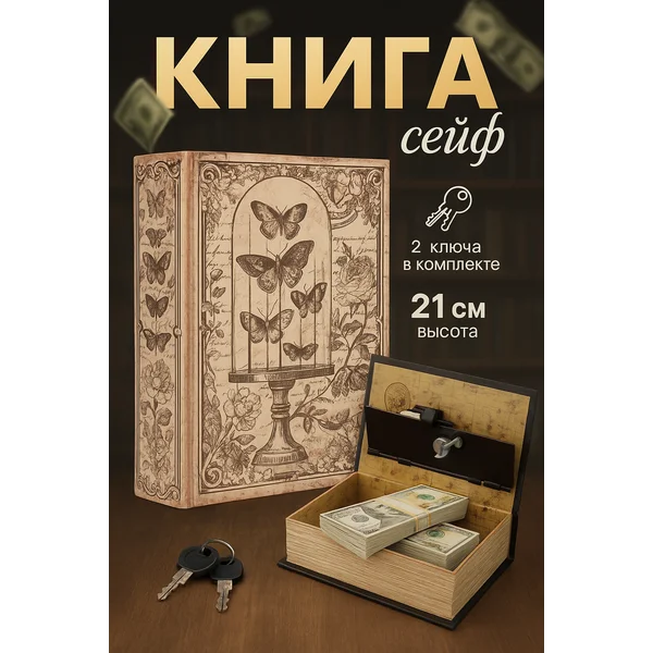 Шкатулка для украшений, сейф книга для денег