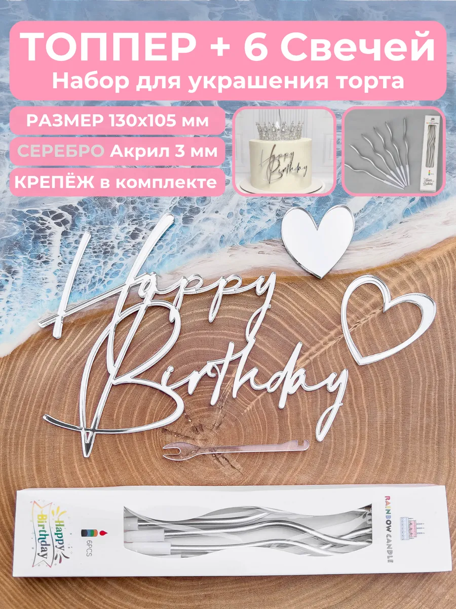 Топпер для торта happy birthday