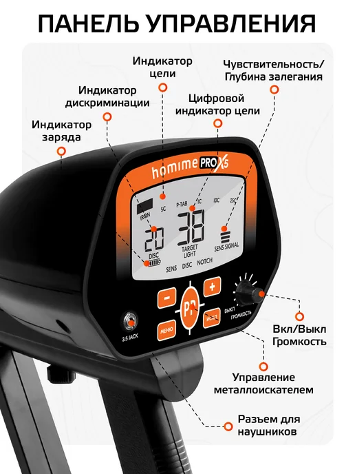 Homime Металлоискатель ручной профессиональный детектор грунтовый, вариант, фото 4